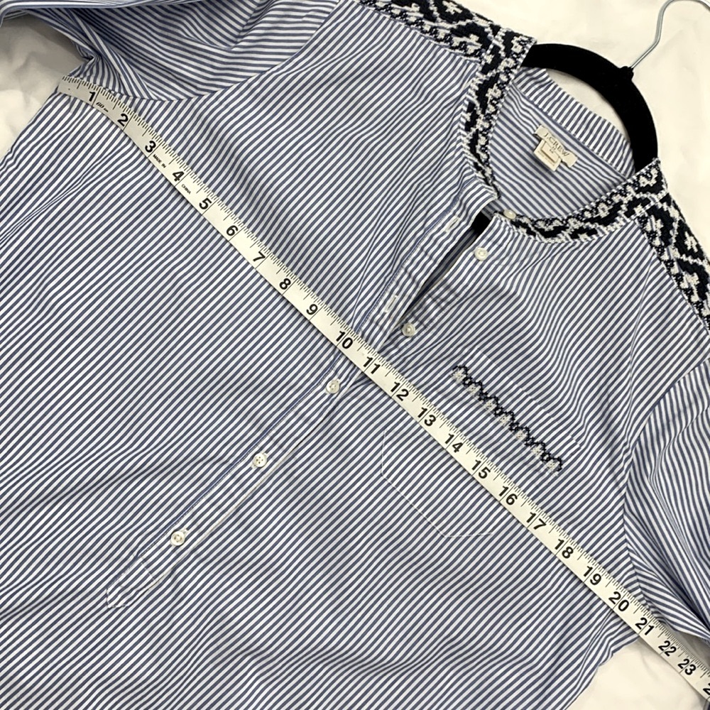 J.CREW 100% COTTON STRIPED EMBROIDERED DETAIL BUTTON DOWN SHIRT DRESS - Picture 10 of 11